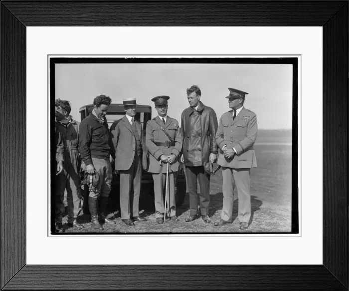 Framed Print : Orville Wright, Major John F. Curry, and Colonel Charles Lin Framed Print : Orville Wright, Major John F. Curry, and Colonel Charles Lin