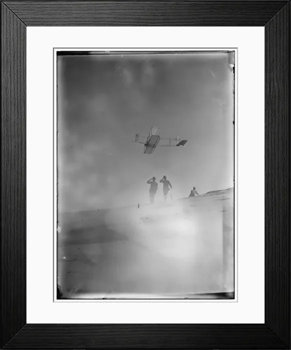 Framed Print : Side view from below of Orville soaring in level flight, spe Framed Print : Side view from below of Orville soaring in level flight, spe