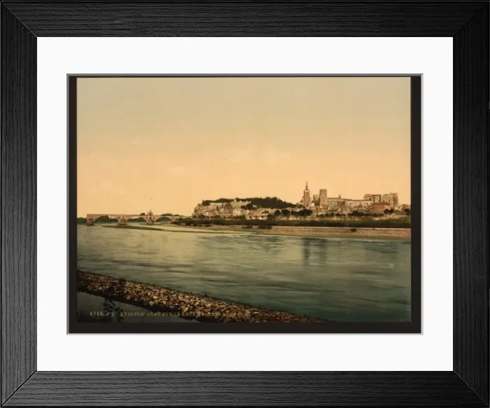 Framed Print : Palace-chapel and bridge over the Rhone, built 1177 and 1488 Framed Print : Palace-chapel and bridge over the Rhone, built 1177 and 1488