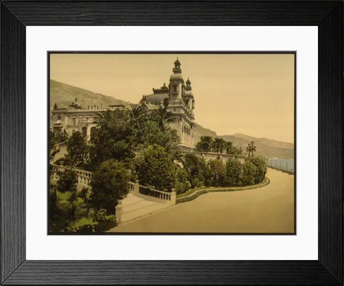 Framed Print : Casino entrance, with Cape Martin, (i. e. Cap Martin), Monte Framed Print : Casino entrance, with Cape Martin, (i. e. Cap Martin), Monte