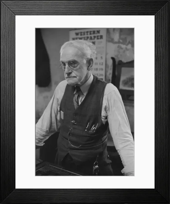 Framed Print : Mr. McCutchins, editor of the local newspaper in Franklin, H Framed Print : Mr. McCutchins, editor of the local newspaper in Franklin, H