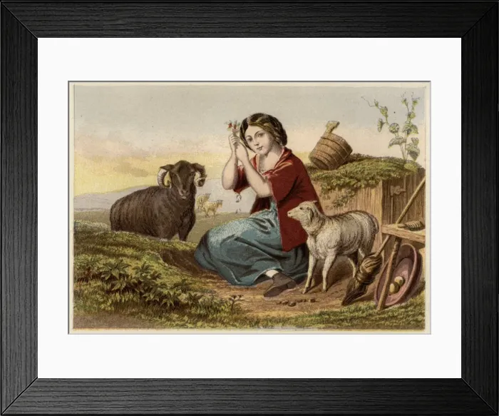 Framed Print : Idealised Victorian shepherdess Framed Print : Idealised Victorian shepherdess