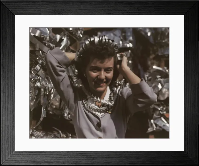Framed Print : Annette del Sur publicizing salvage campaign in yard of Doug