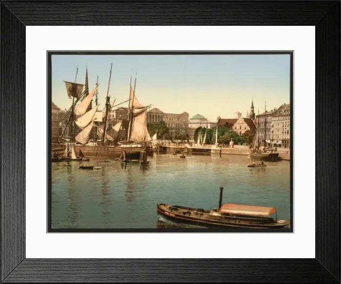 Framed Print : Port with ruins of the Christianborg Palace, Copenhagen, Den Framed Print : Port with ruins of the Christianborg Palace, Copenhagen, Den