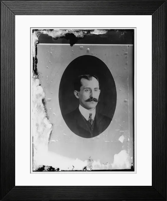 Framed Print : Orville Wright, age 34, head and shoulders, with mustache Framed Print : Orville Wright, age 34, head and shoulders, with mustache