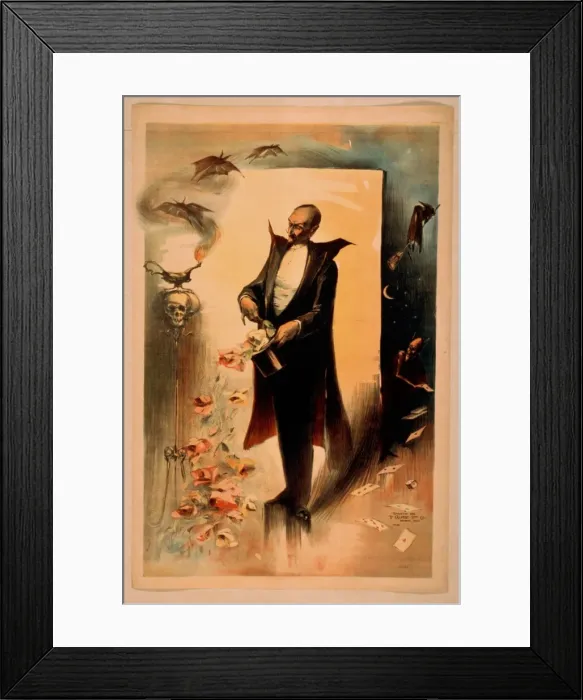 Framed Print : Magician pulling roses out of top hat surrounded by supernat Framed Print : Magician pulling roses out of top hat surrounded by supernat