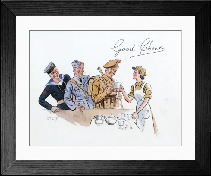 Framed Print : Good Cheers, Women war work, World War II by Helen McKie Framed Print : Good Cheers, Women war work, World War II by Helen McKie