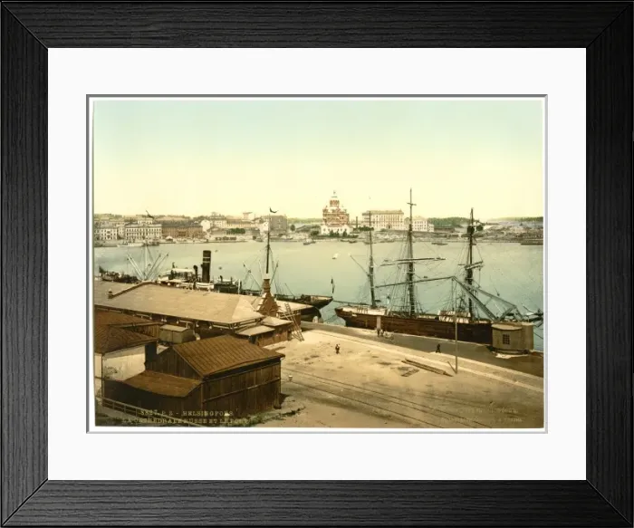 Framed Print : The Russian cathedral and the harbor, Helsingfors, Russia, i Framed Print : The Russian cathedral and the harbor, Helsingfors, Russia, i