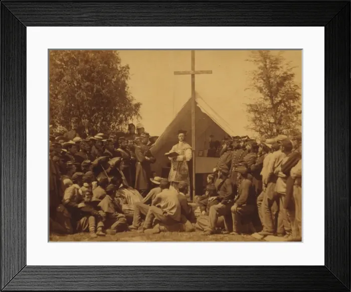 Framed Print : Sunday morning mass in camp of 69th NYS. M Framed Print : Sunday morning mass in camp of 69th NYS. M