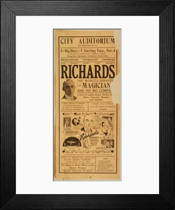 Framed Print : Richards, the worlds greatest magician and his big company Framed Print : Richards, the worlds greatest magician and his big company