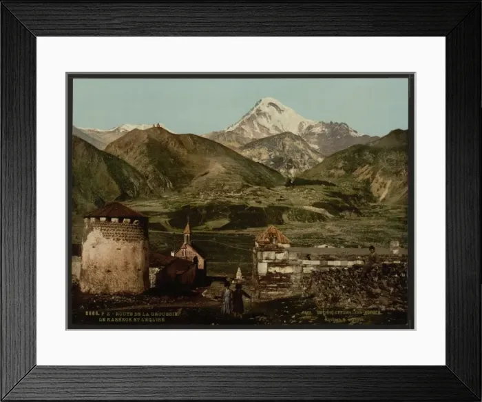 Framed Print : The road, the kasbeck and the church, Groussie, (i. e. Georg Framed Print : The road, the kasbeck and the church, Groussie, (i. e. Georg