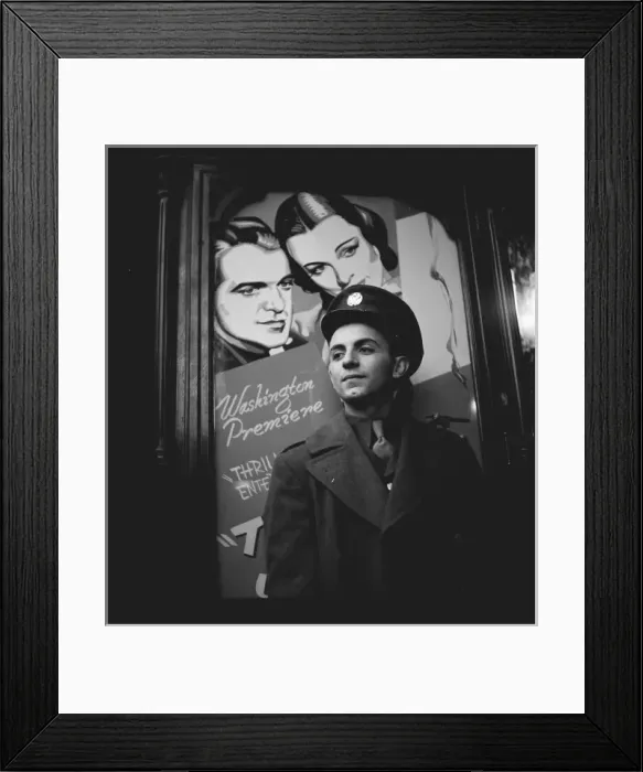 Framed Print : Washington, DC Soldier in front of the Capitol theatre Framed Print : Washington, DC Soldier in front of the Capitol theatre