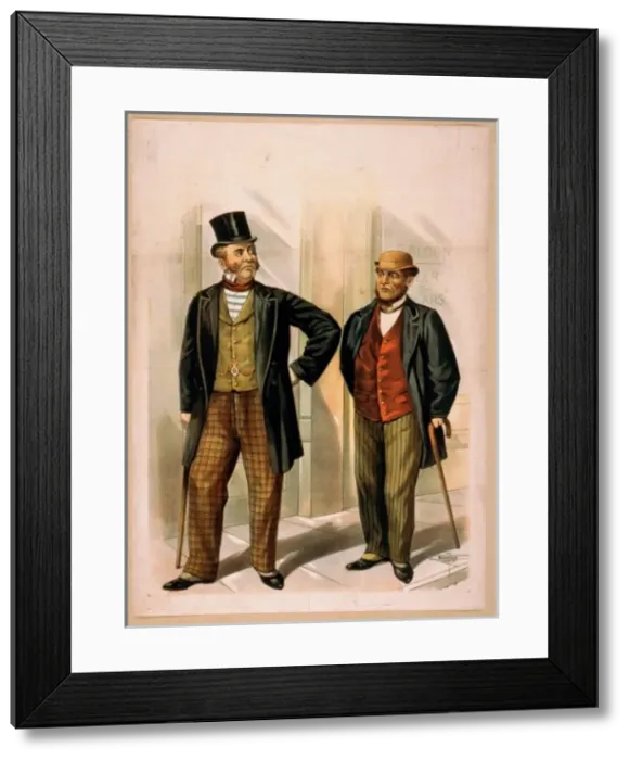 Framed Print : Two well dressed men with canes, standing on sidewalk outsid Framed Print : Two well dressed men with canes, standing on sidewalk outsid