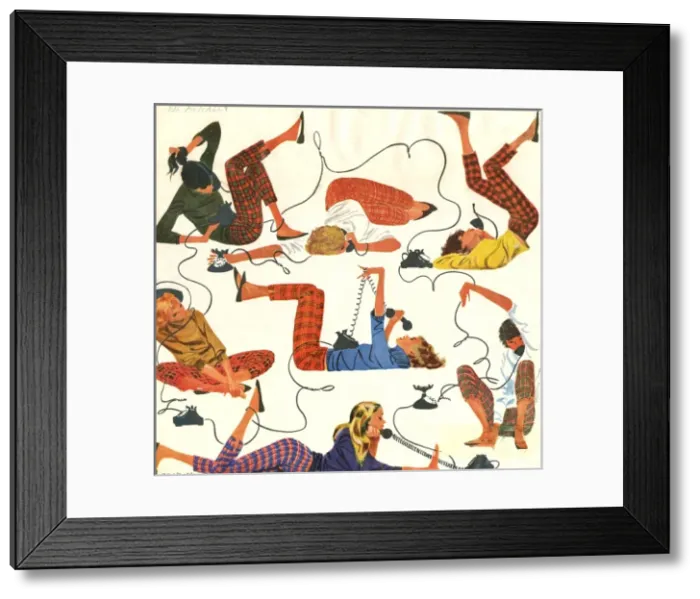 Framed Print : Girls on the telephone Framed Print : Girls on the telephone
