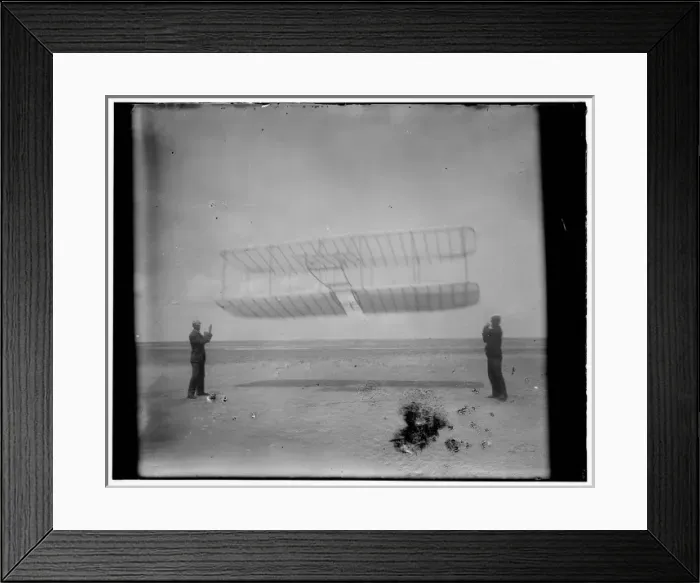 Framed Print : 1901 glider being flown as a kite, Wilbur at left side, Orvi Framed Print : 1901 glider being flown as a kite, Wilbur at left side, Orvi