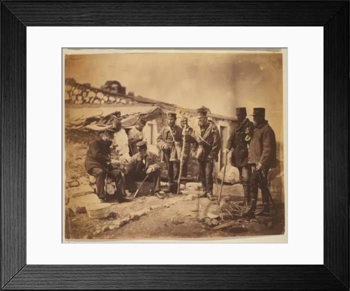 Framed Print : Lieutenant-colonel Shadforth at his hut & officers of the 57 Framed Print : Lieutenant-colonel Shadforth at his hut & officers of the 57