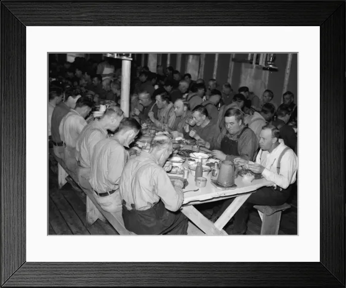 Framed Print : Lumberjacks at dinner. Camp near Effie, Minnesota Framed Print : Lumberjacks at dinner. Camp near Effie, Minnesota