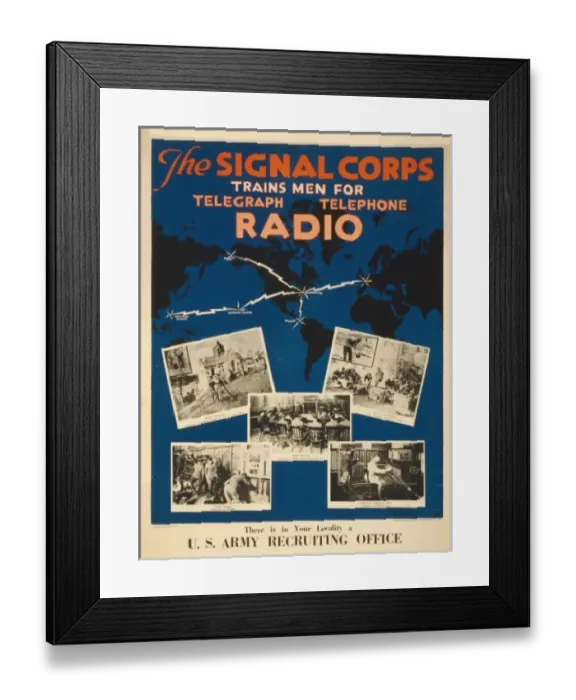 Framed Print : The Signal Corps trains men for telegraph, telephone, radio Framed Print : The Signal Corps trains men for telegraph, telephone, radio