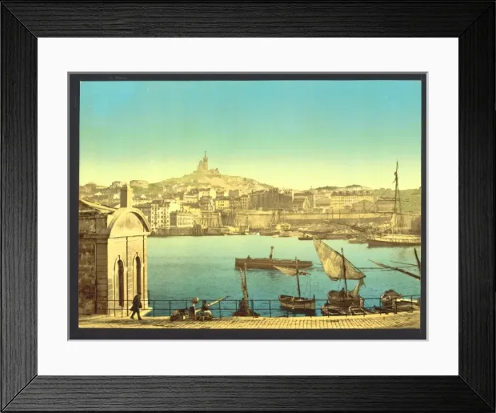 Framed Print : View of Notre Dame de la Garde and harbor, Marseilles, Franc Framed Print : View of Notre Dame de la Garde and harbor, Marseilles, Franc