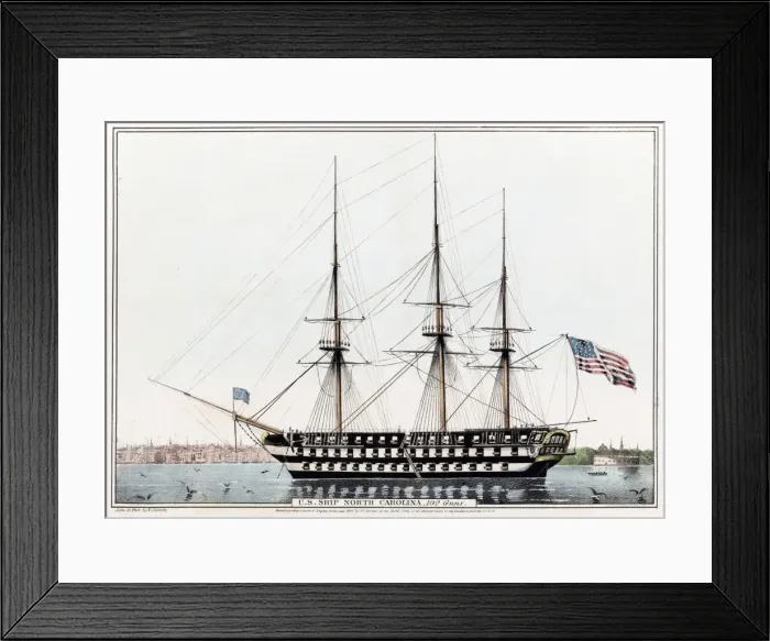 Framed Print : U. S. Ship North Carolina, 102 Guns Framed Print : U. S. Ship North Carolina, 102 Guns