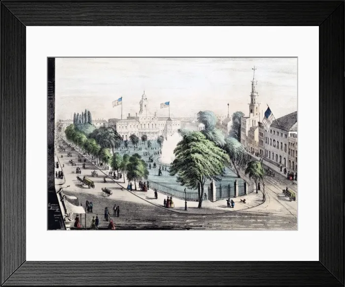 Framed Print : View of the Park Fountain & City Hall New York Framed Print : View of the Park Fountain & City Hall New York