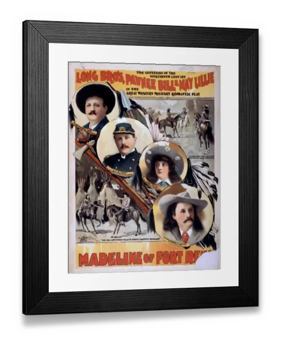 Framed Print : Long Bros, Pawnee Bill & May Lillie in the great western mi Framed Print : Long Bros, Pawnee Bill & May Lillie in the great western mi
