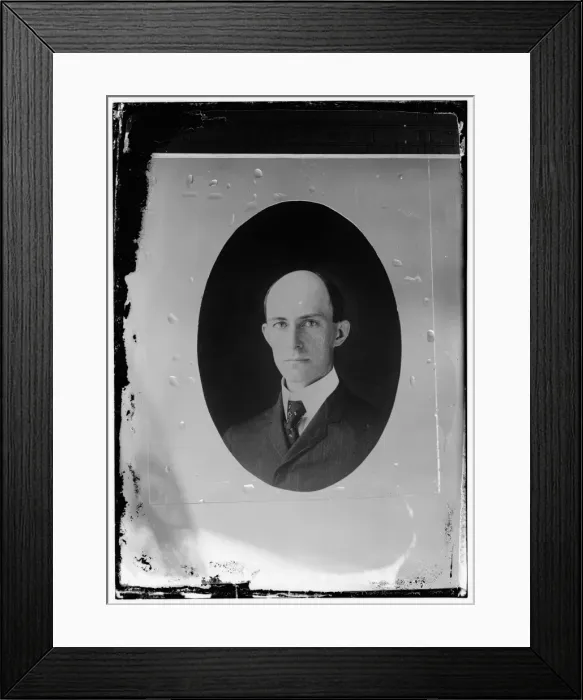 Framed Print : Wilbur Wright, age 38, head and shoulders, about 1905; one o Framed Print : Wilbur Wright, age 38, head and shoulders, about 1905; one o
