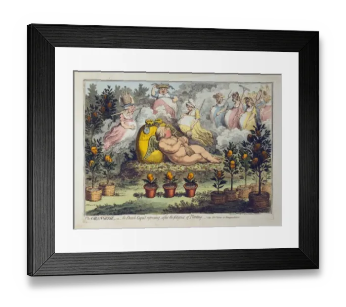 Framed Print : The Orangerie; - or - the Dutch Cupid reposing after the fat Framed Print : The Orangerie; - or - the Dutch Cupid reposing after the fat