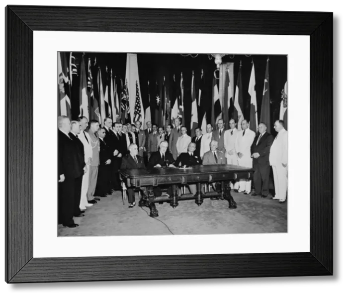 Framed Print : Washington, DC Representatives of 26 United Nations at Flag Framed Print : Washington, DC Representatives of 26 United Nations at Flag