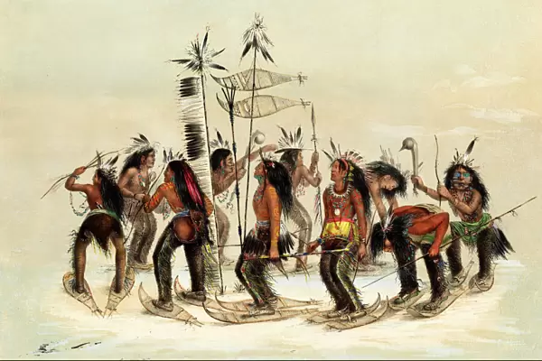 Native American Indians do the Snow-Shoe Dance