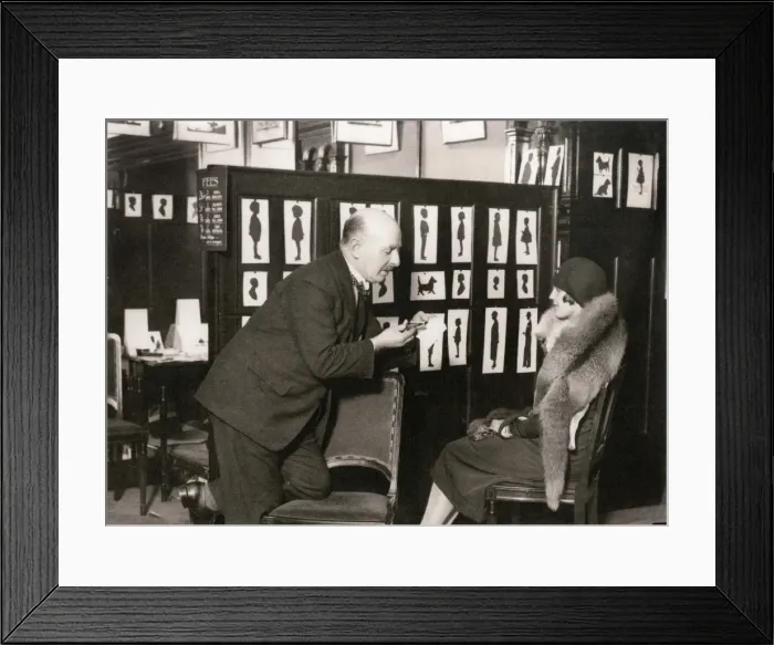 Framed Print : H. L. Oakley cutting a portrait in his studio Framed Print : H. L. Oakley cutting a portrait in his studio