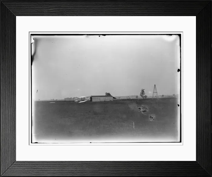 Framed Print : Start of the first flight of 1905, Orville Wright at control Framed Print : Start of the first flight of 1905, Orville Wright at control