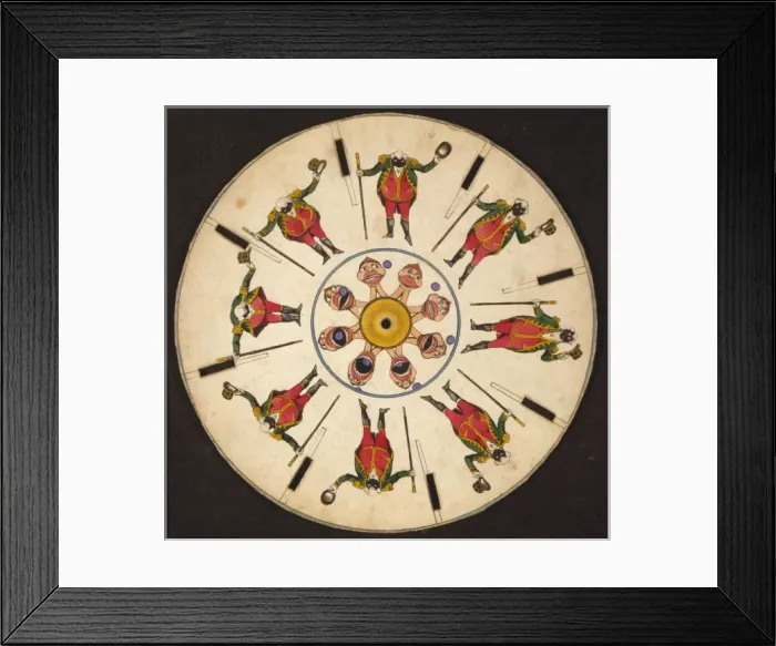 Framed Print : Optical illusion disc with a face catching a ball and a man Framed Print : Optical illusion disc with a face catching a ball and a man