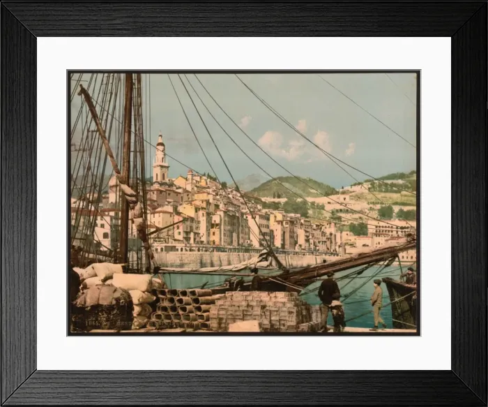 Framed Print : View from the harbor, Mentone, Riviera Framed Print : View from the harbor, Mentone, Riviera