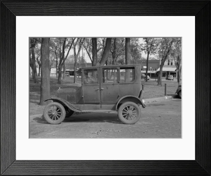Framed Print : Car parked in front of county courthouse, Yates Center, Kans Framed Print : Car parked in front of county courthouse, Yates Center, Kans