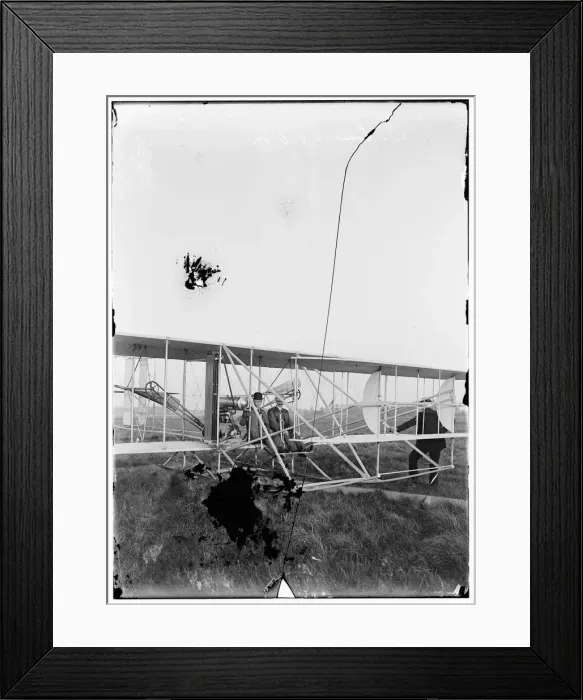 Framed Print : Orville seated in Wright airplane with Albert B. Lambert bef Framed Print : Orville seated in Wright airplane with Albert B. Lambert bef
