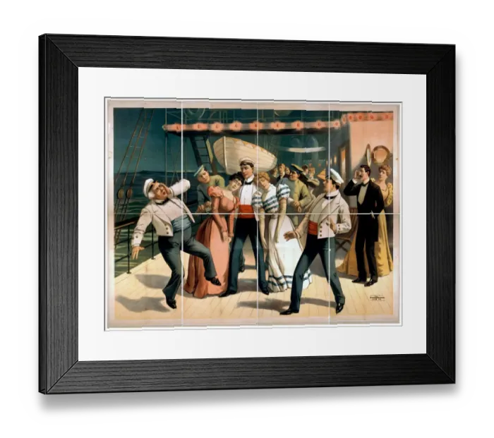 Framed Print : Group of sailors and passengers aboard ship Framed Print : Group of sailors and passengers aboard ship