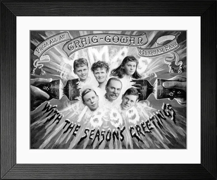 Framed Print : Personalised family Christmas card, c. 1900 Framed Print : Personalised family Christmas card, c. 1900