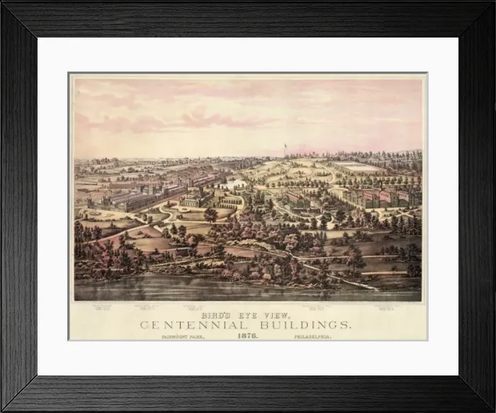 Framed Print : Birds eye view, Centennial Buildings, Fairmount Park, Phila Framed Print : Birds eye view, Centennial Buildings, Fairmount Park, Phila