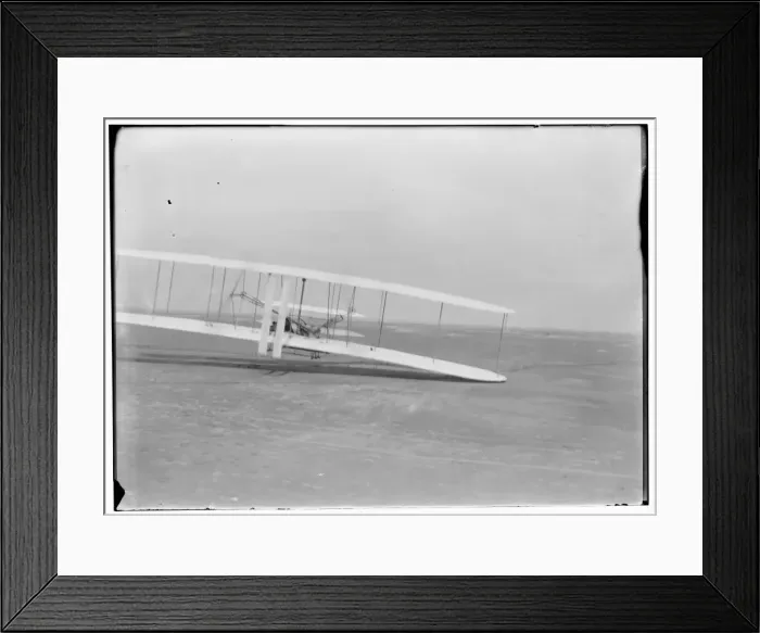 Framed Print : Orville piloting the third flight of December 17, 1903; Kitt Framed Print : Orville piloting the third flight of December 17, 1903; Kitt