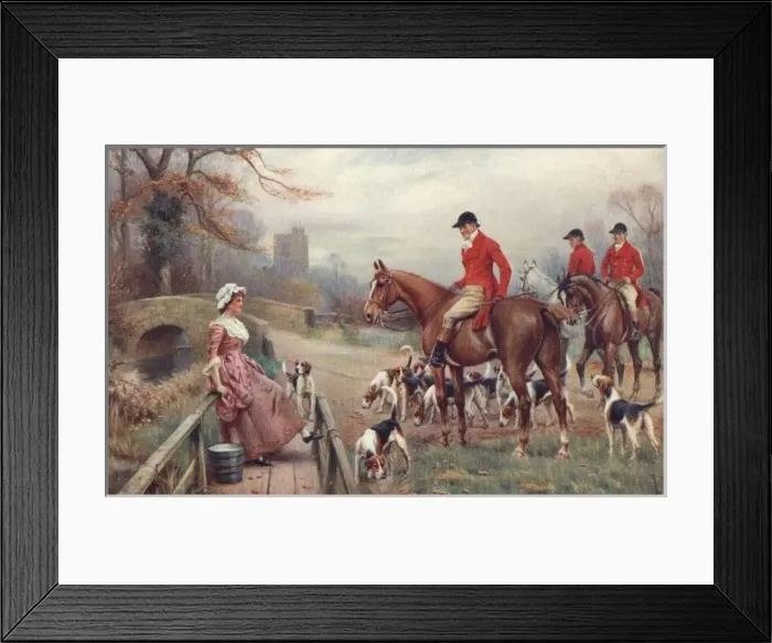 Framed Print : Fox Hunt - Hunstman chatting up a Milkmaid Framed Print : Fox Hunt - Hunstman chatting up a Milkmaid