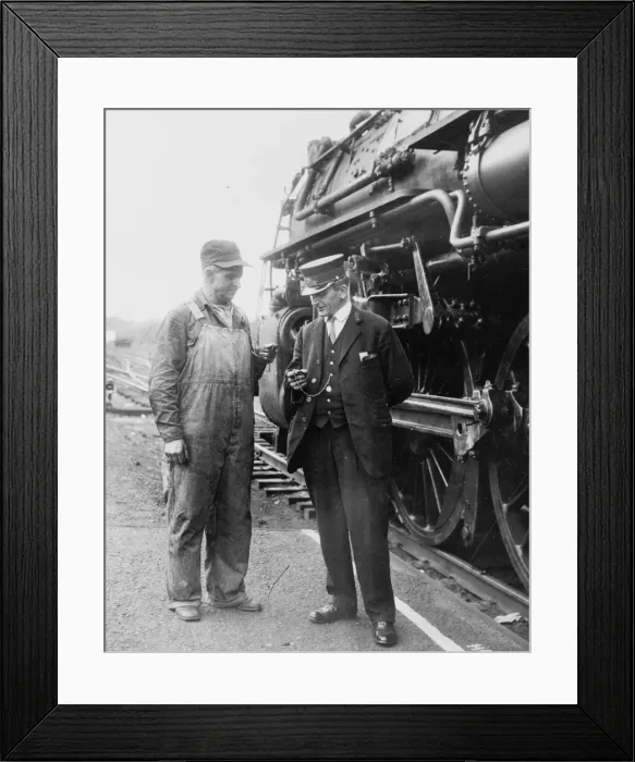 Framed Print : Railroad conductor and engineer Framed Print : Railroad conductor and engineer