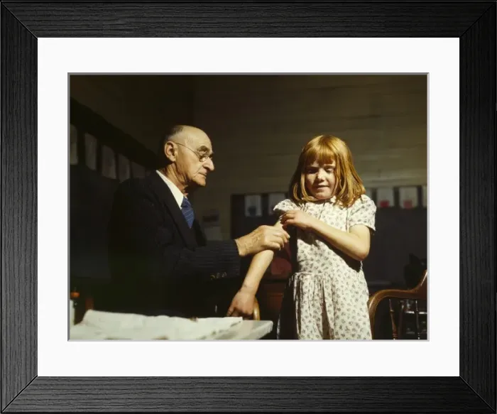Framed Print : Dr. Schreiber of San Augustine giving a typhoid innoculation Framed Print : Dr. Schreiber of San Augustine giving a typhoid innoculation