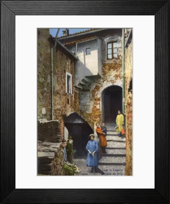 Framed Print : Scene in a town on Lake Lugano, Switzerland