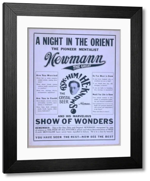 Framed Print : A night in the Orient the pioneer mentalist Newmann the Grea Framed Print : A night in the Orient the pioneer mentalist Newmann the Grea
