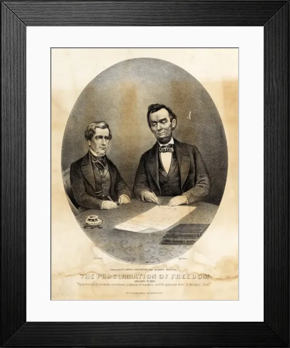Framed Print : President Abraham Lincoln and Secretary Seward Signing the P Framed Print : President Abraham Lincoln and Secretary Seward Signing the P