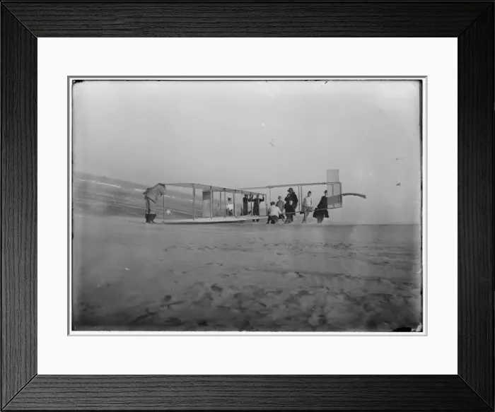 Framed Print : Glider being prepared for flight by Orville and assistants Framed Print : Glider being prepared for flight by Orville and assistants