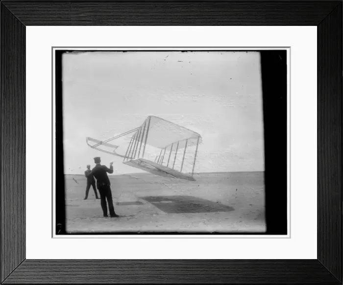 Framed Print : Side view of glider flying as a kite near the ground, Wilbur Framed Print : Side view of glider flying as a kite near the ground, Wilbur