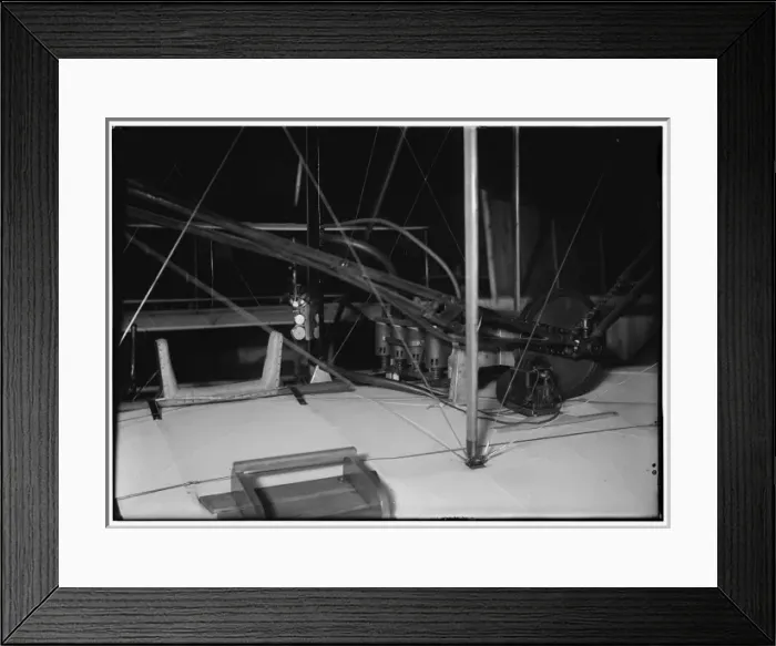 Framed Print : Rear view of the Wright brothers four-cylinder motor as ins Framed Print : Rear view of the Wright brothers four-cylinder motor as ins