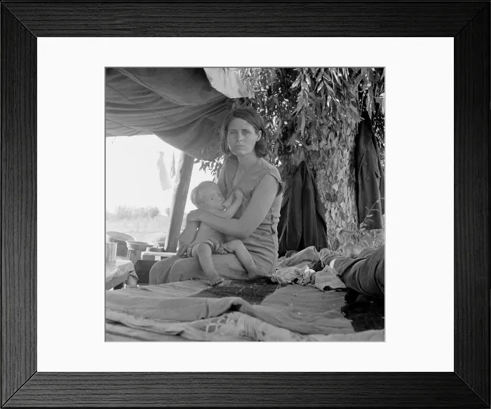 Framed Print : Drought refguees from Oklahoma camping by the roadside Framed Print : Drought refguees from Oklahoma camping by the roadside